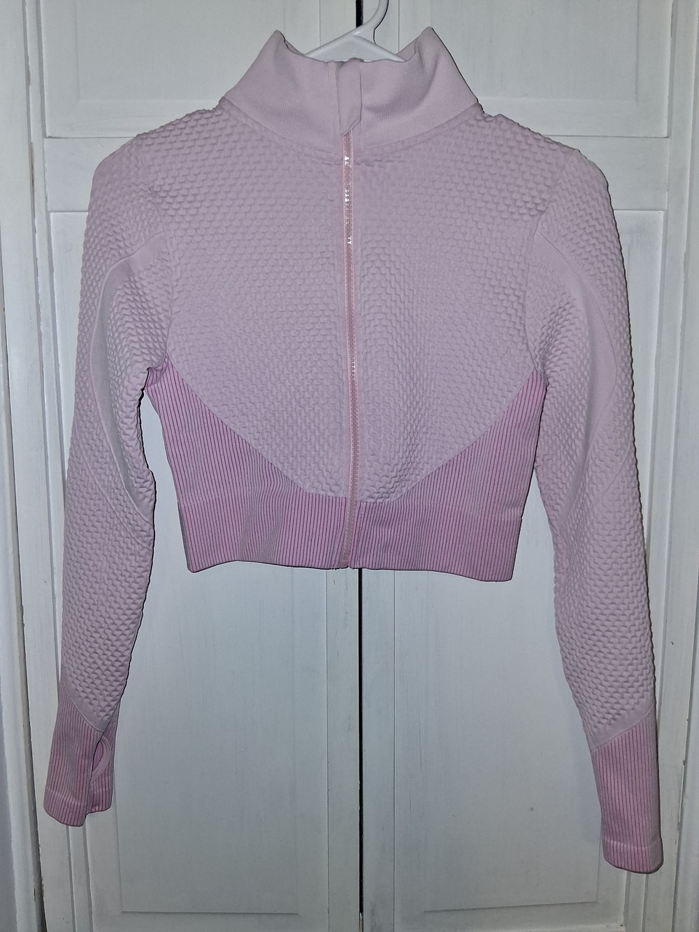 AQ Sport Light Pink Women's Zip-Front Crop Top